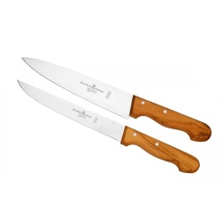 סט שני סכיני בשר עם ידיות מעץ זית
