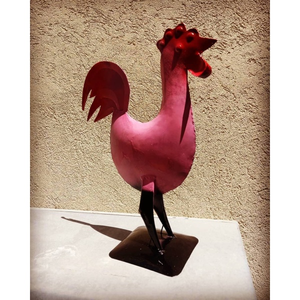 תרנגול צבעוני | פסל מתכת | פסל מתכת לבית |