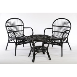 סט 2 כיסאות ושולחן עגול ראטן שחור