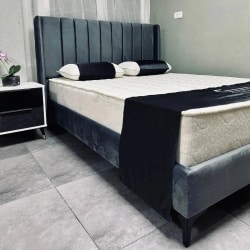 MYKONOS | מיטה וחצי מרופדת עם תיפורים בעיצוב קלאסי 120/190 ס״מ / שמנת