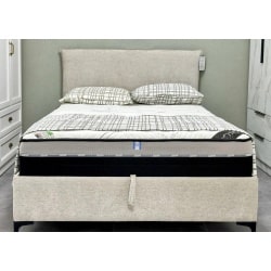 GAYA | מיטה זוגית מעוצבת עם ארגז מצעים בריפוד בד אריג 160/190 ס״מ