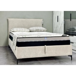 GAYA | מיטה זוגית מעוצבת עם ארגז מצעים בריפוד בד אריג 140/190 ס״מ