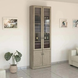 K16 | ארון ספרים איכותי עם 2 דלתות זכוכית 320 ס״מ – 8 דלתות