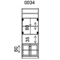 K25 | ספריה מעוצבת ברוחב 80 ס”מ עם 2 דלתות זכוכית 280 ס״מ – 7 דלתות