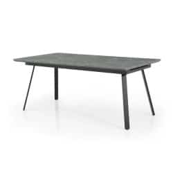 Kioto | שולחן אוכל מלבני קטן נפתח בעיצוב מודרני 100/185 ס״מ / 2 הגדלות / פתוח 265 ס״מ / רגל שחורה פלטה בטון כהה