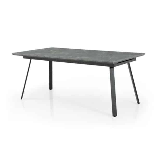 Kioto | שולחן אוכל מלבני קטן נפתח בעיצוב מודרני 100/185 ס״מ / 2 הגדלות / פתוח 265 ס״מ / רגל שחורה פלטה בטון כהה