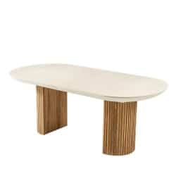 TEMPO | שולחן אוכל מעוצב עם רגלי חריטה ומשטח אובלי רגל שחור / פלטה אלון