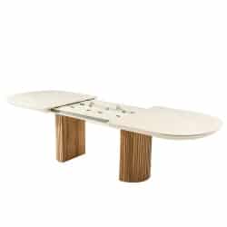 TEMPO | שולחן אוכל מעוצב עם רגלי חריטה ומשטח אובלי רגל שחור / פלטה אלון