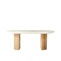 TEMPO | שולחן אוכל מעוצב עם רגלי חריטה ומשטח אובלי רגל שחור / פלטה שחור