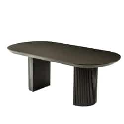TEMPO | שולחן אוכל מעוצב עם רגלי חריטה ומשטח אובלי רגל שחור / פלטה שחור