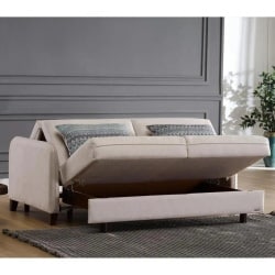 EFES MAX | ספה רחבה נפתחת למיטה בעיצוב מודרני קרם