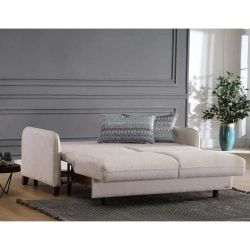 EFES MAX | ספה רחבה נפתחת למיטה בעיצוב מודרני קרם