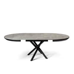 OCEAN | שולחן אוכל עגול ומרווח במיוחד עם רגלי מתכת בעיצוב ייחודי אפור מט רטרו