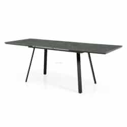 Kioto | שולחן אוכל מלבני קטן נפתח בעיצוב מודרני 80/130 ס״מ / 2 הגדלות / פתוח 210 ס״מ / רגל שחורה פלטה בטון כהה