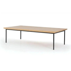 GELER | שולחן סלון מינימליסטי בצבע אלון טבעי עם רגלי ברזל אלון טבעי