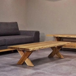 Dvir | שולחן סלון מעץ בלתי גזום במראה פראי 60/120 ס״מ
