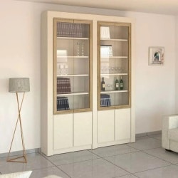 Arbel | ארון לסלון במראה מודגש עם דלתות זכוכית 280 ס״מ – 6 דלתות