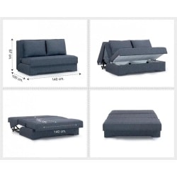 Arena | ספה דו מושבית קומפקטית נפתחת למיטה זוגית בז׳ / 140/190 ס״מ