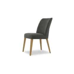 BLUES | כסא מרופד לפינת אוכל בעיצוב חמים בד אפור כהה / רגל אלון טבעי