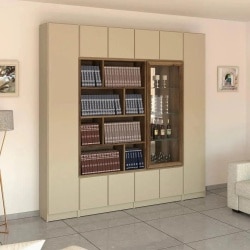 Galil | ארון מעוצב לסלון עם ויטרינה ומדפים ופתוחים 240 ס״מ – 6 דלתות