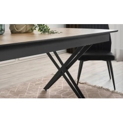 Camila | שולחן אוכל נפתח עם רגלי ברזל ופלטה עם טקסטורות ייחודיות 103/206 ס״מ / אפור מט רטרו