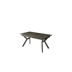 PAPAYA | שולחן אוכל בעיצוב מודרני עם רגל ברזל ייחודית שחור רויאל