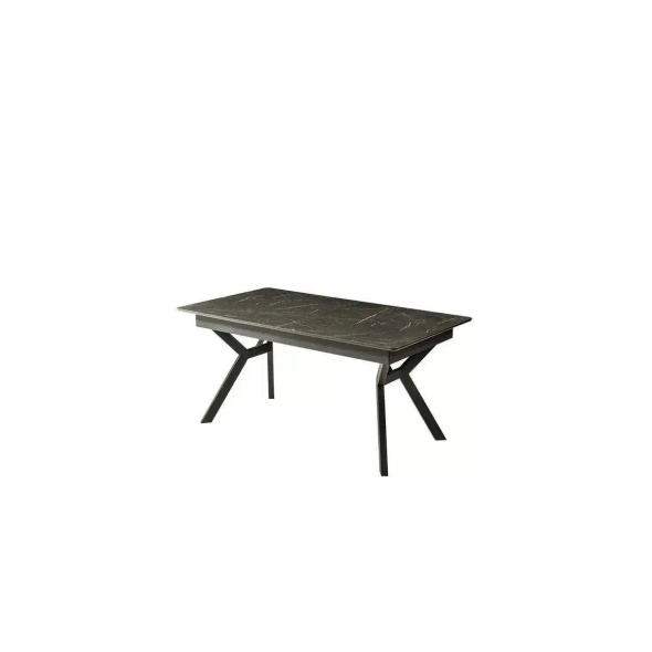 PAPAYA | שולחן אוכל בעיצוב מודרני עם רגל ברזל ייחודית שחור רויאל