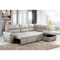 Garda | ספה פינתית מפנקת נפתחת למיטה בעיצוב מודרני אפור בהיר / שמאל למסתכל – מול הספה
