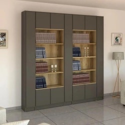 Gilboa | ספריה מעוצבת עם מדפי תצוגה 288 ס״מ – 8 דלתות