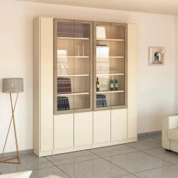 Hermon | ארון מעוצב לסלון בשילוב דלתות זכוכית 209 ס״מ – 6 דלתות