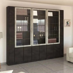 Hermon | ארון מעוצב לסלון בשילוב דלתות זכוכית 336 ס״מ – 10 דלתות