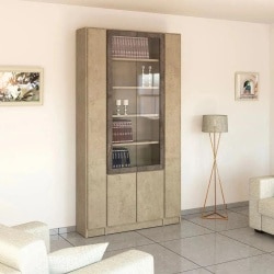 Hermon | ארון מעוצב לסלון בשילוב דלתות זכוכית 288 ס״מ – 8 דלתות