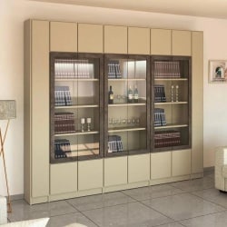Merlot | ארון ספרים בעיצוב סימטרי ודלתות זכוכית 288 ס״מ – 8 דלתות