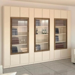 Merlot | ארון ספרים בעיצוב סימטרי ודלתות זכוכית 400 ס״מ – 10 דלתות