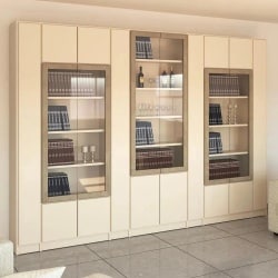 Moscat | ספריה גדול בעיצוב ייחודי עם דלתות זכוכית 336 ס״מ – 10 דלתות