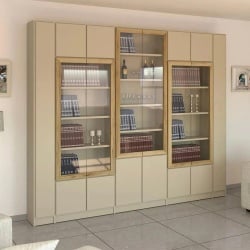 Moscat | ספריה גדול בעיצוב ייחודי עם דלתות זכוכית 288 ס״מ – 8 דלתות