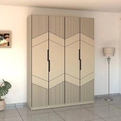 Nexus | ארון בגדים מעוצב עם דלתות חריטה ייחודית 320 ס״מ – 8 דלתות