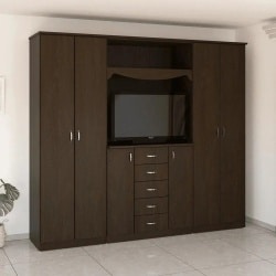 Oren | ארון בגדים איכותי בשילוב פתח טלוויזיה ומגירות 280 ס״מ – 6 דלתות