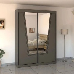 Spot | ארון דלתות הזזה בעיצוב מודרני עם מראות וחריטה 240 ס״מ – 2 דלתות
