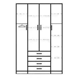 LYRAN | ארון דלתות איכותי עם 6 מגירות 160 ס״מ – 4 דלתות