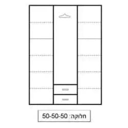 ARBEL | ארון 3 דלתות בעיצוב כפרי עם מסגרות בדלתות ו-2 מגירות 160 ס״מ – 3 דלתות