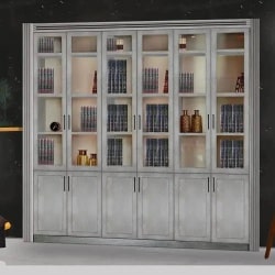 SHEILA | ארון ספרים מיוחד לסלון עם דלתות זכוכית ומסגרת היקפית 320 ס״מ – 8 דלתות