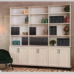 SARAH | ארון ספרים פתוח לסלון מעץ סנדוויץ׳ איכותי 240 ס”מ – 6 דלתות