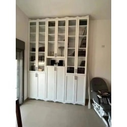 ELIAV | ארון ספרים מעוצב לסלון עם דלתות זכוכית 240 ס”מ – 6 דלתות