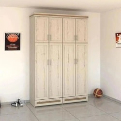 דביר 1.60 מ’ | ארון בגדים איכותי עם 4 דלתות בעיצוב כפרי וחלוקה פרקטית 160 ס״מ – 4 דלתות