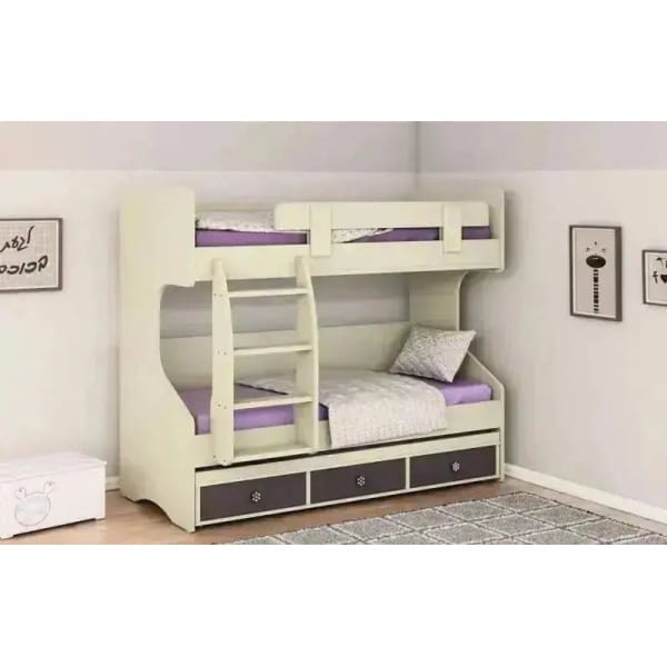 דניאלה | מיטת קומותיים מעוצבת ואיכותית עם מיטת חבר ו-3 מגירות