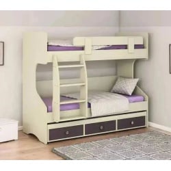 דניאלה | מיטת קומותיים מעוצבת ואיכותית עם מיטת חבר ו-3 מגירות