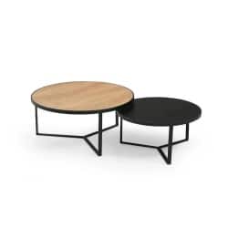 לקסוס LEXUS | זוג שולחנות סלון מעוצבים בצבעים ייחודיים שולחן גדול: אלון טבעי / שולחן קטן: שחור