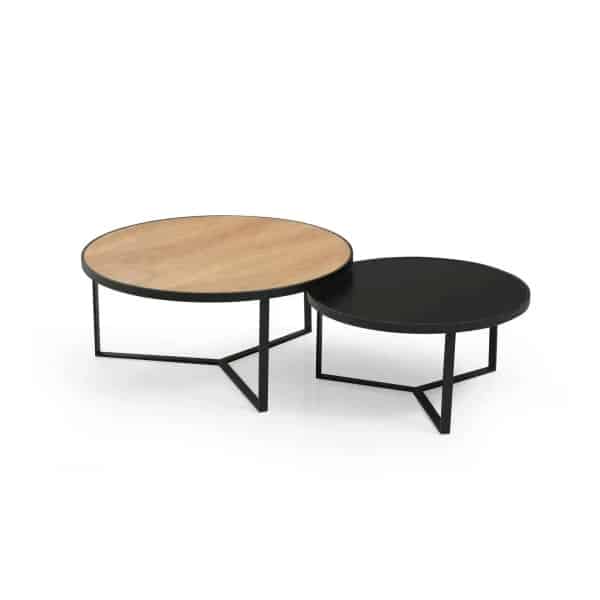 לקסוס LEXUS | זוג שולחנות סלון מעוצבים בצבעים ייחודיים שולחן גדול: אלון טבעי / שולחן קטן: שחור