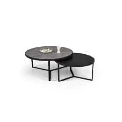 לקסוס LEXUS | זוג שולחנות סלון מעוצבים בצבעים ייחודיים שולחן גדול: אפור מט רטרו / שולחן קטן: שחור